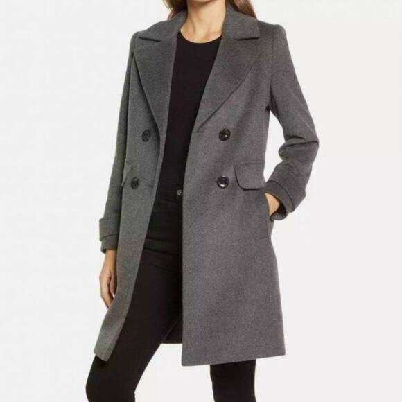 Sam Edelman Women's Wool Blend Peacoat Size 4 Gray Double Breasted Winter Coat - Picture 3 of 14